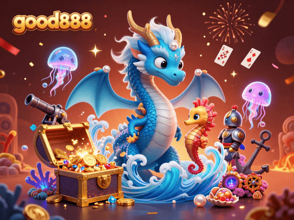Experience thrilling gaming action with good888 in this vibrant underwater casino scene.