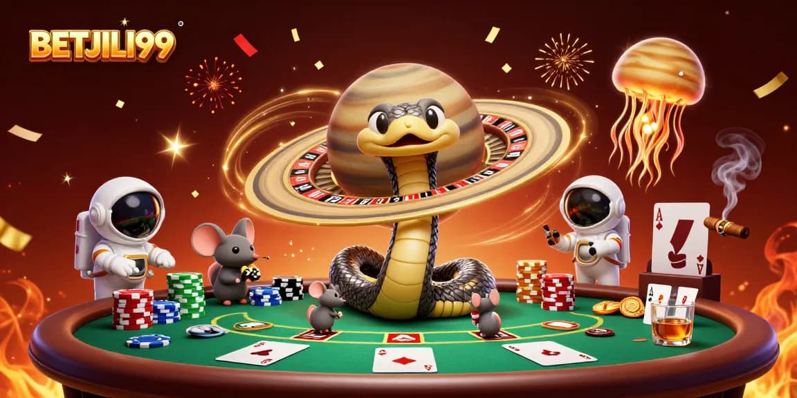 Experience thrilling bets with BETJILI99 in a vibrant casino scene featuring cosmic gameplay.
