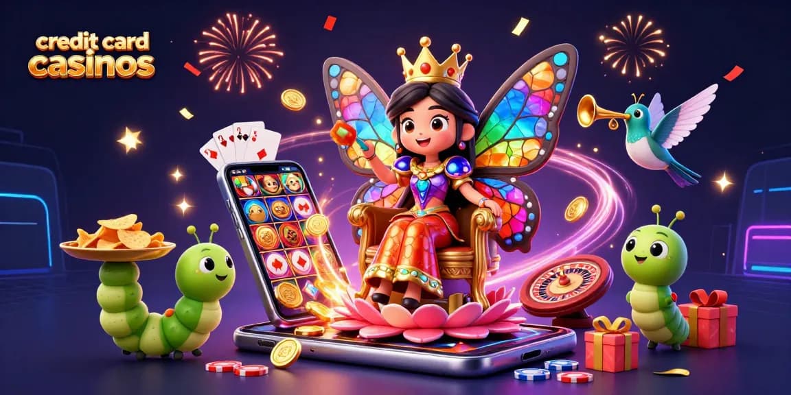 Experience exciting gameplay at credit card casinos with vibrant gaming elements and sparkling visuals.