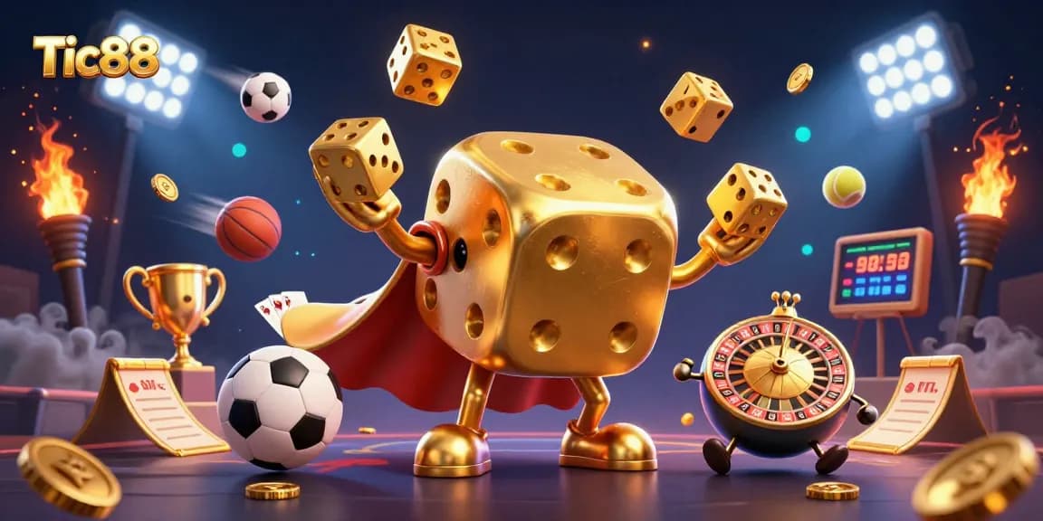 Tic88 offers thrilling gameplay with golden dice, dynamic sports elements, and vibrant casino excitement