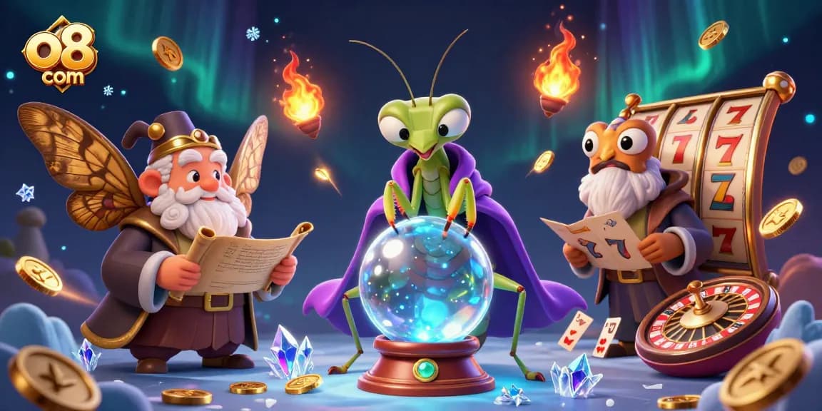 Experience thrilling gameplay at o8 com with vibrant slot reels and mystical fortune tellers.