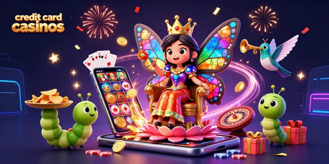 Experience exciting gameplay at credit card casinos with vibrant gaming elements and sparkling visuals.