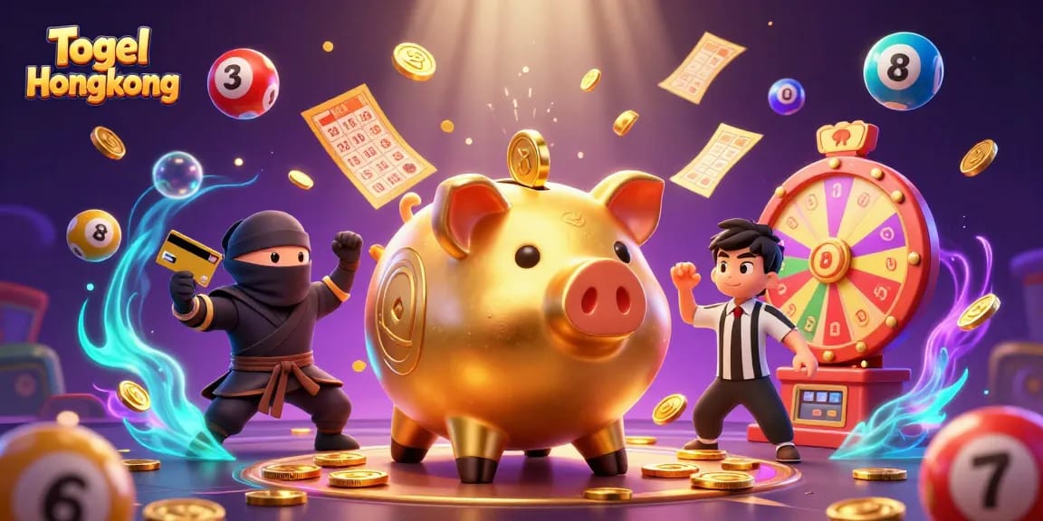 Engage with Togel Hongkong lottery dynamics in a vibrant 3D illustration featuring lively characters.
