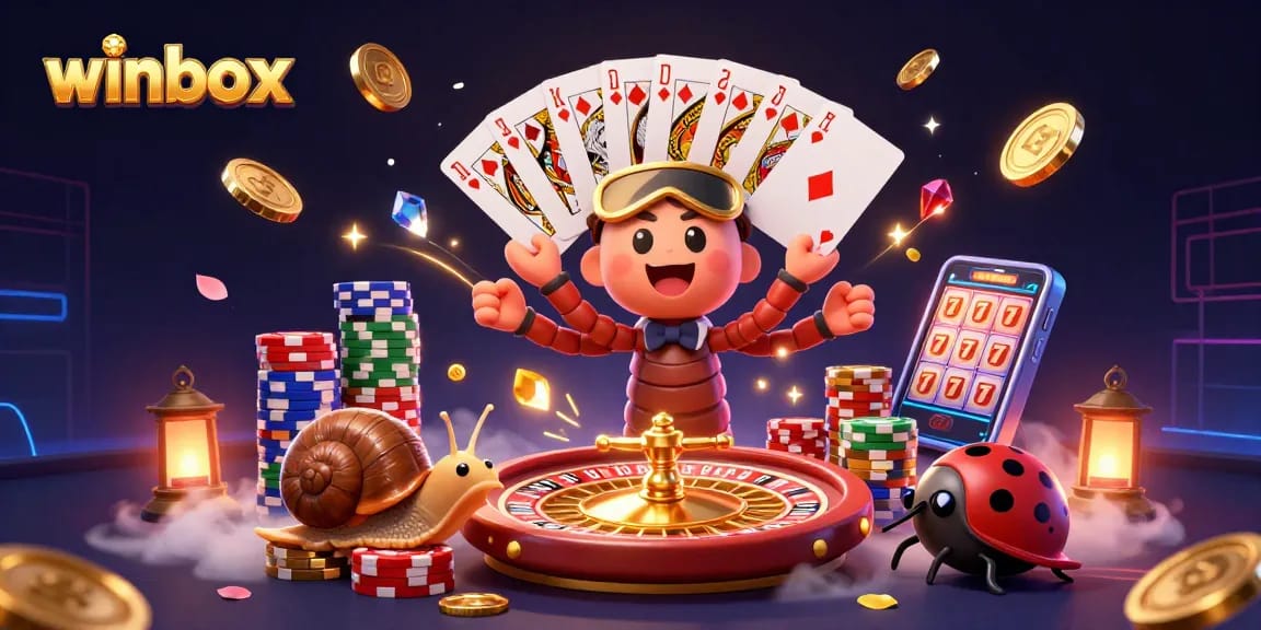 Experience thrilling wins at winbox with a lively 3D casino scene featuring dynamic gameplay elements.