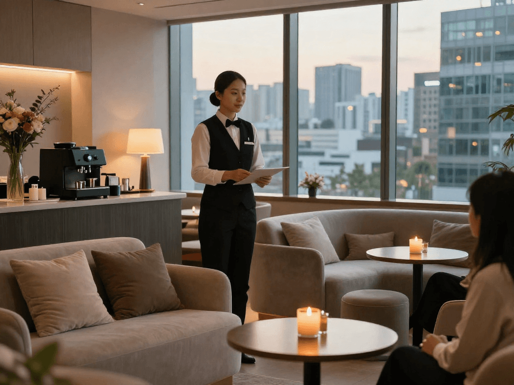 Welcoming Bundang 오피 lounge with relaxing ambiance and luxury amenities.
