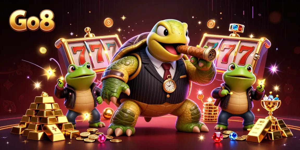 Play and win big at Go8's exciting casino adventure with vibrant characters and treasures!