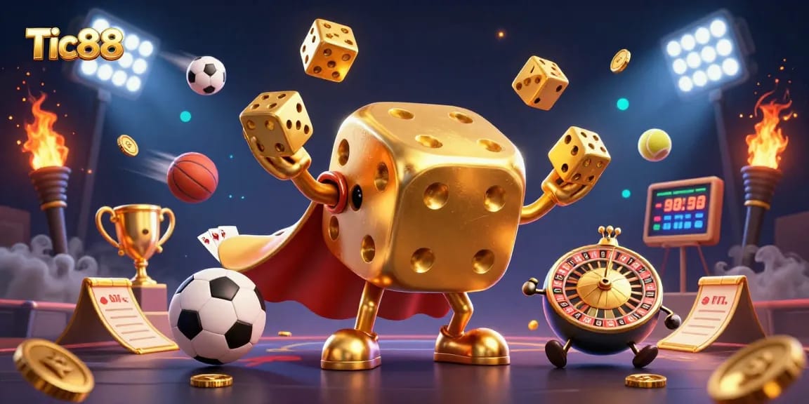 Tic88 offers thrilling gameplay with golden dice, dynamic sports elements, and vibrant casino excitement