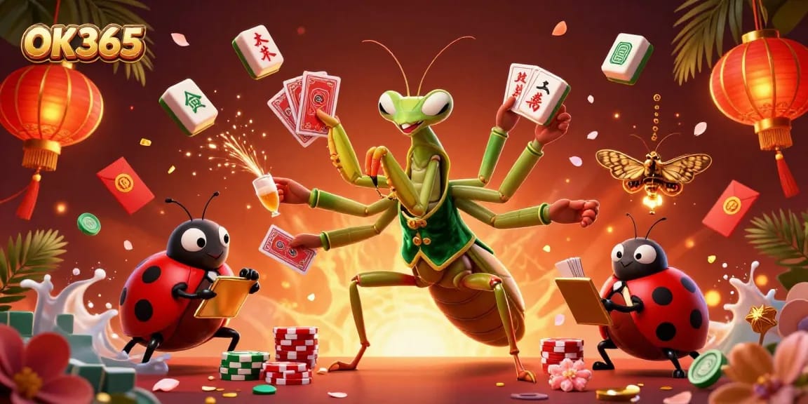 Experience the excitement of casino gaming with OK365's vibrant illustrated action.
