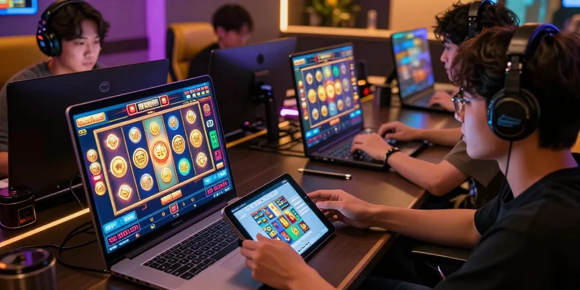 Engaging scene of players enjoying slot gacor hari ini online, vibrant interface and excitement.