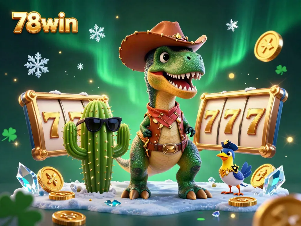 Engage in thrilling jackpot adventures with 78win's colorful characters in this vibrant casino scene.