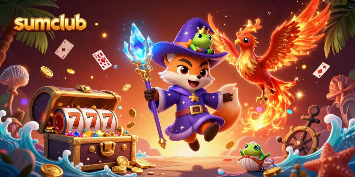 Experience the thrilling world of sumclub with the mystical wizard fox and vibrant casino elements.