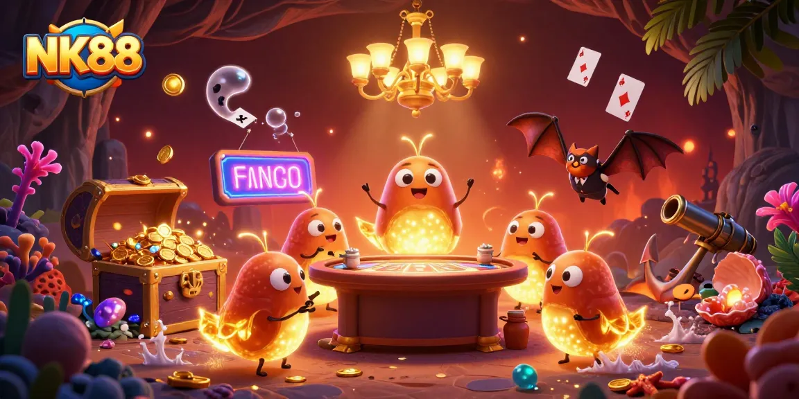 Experience the vibrant NK88 casino ambiance with glowworms and unique gaming elements.