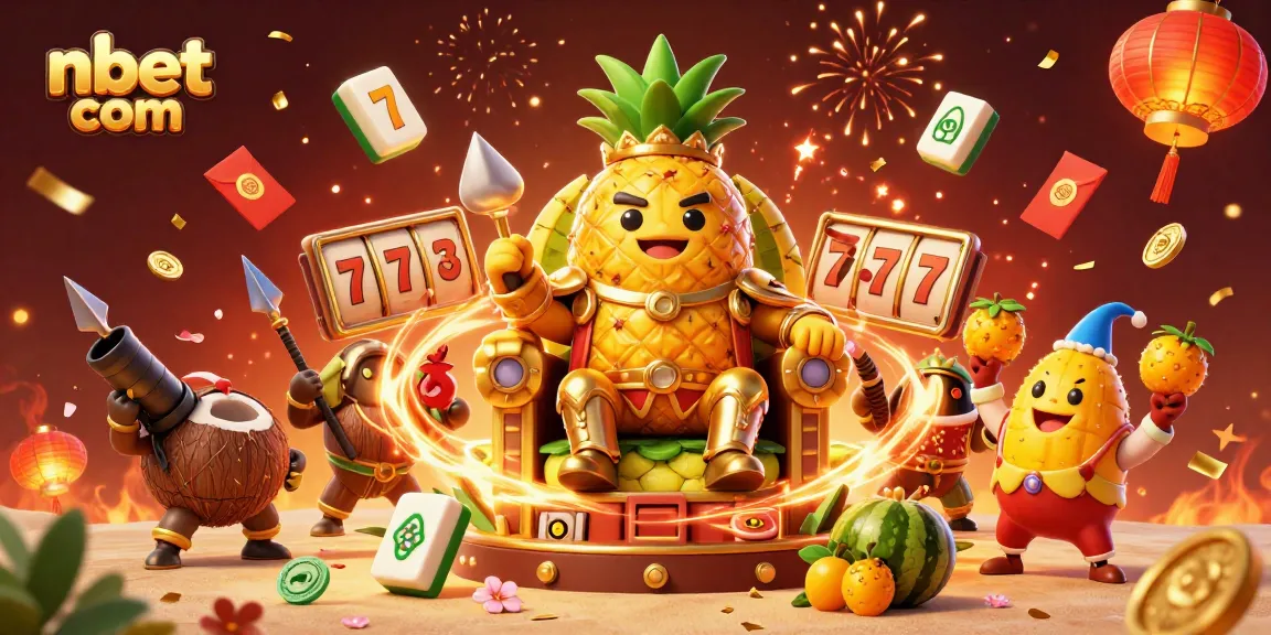 Join the excitement of nbet com with a vibrant casino scene featuring a golden pineapple king and dynamic game elements.
