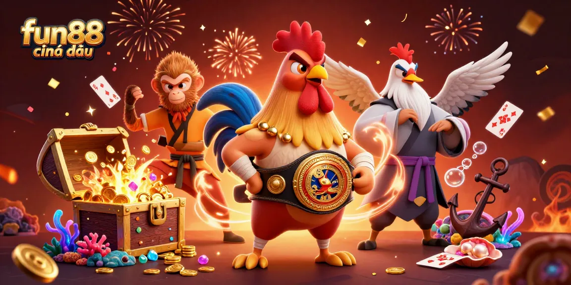 Experience exciting gaming action with fun88 chính thức in a vibrant 3D casino scene.