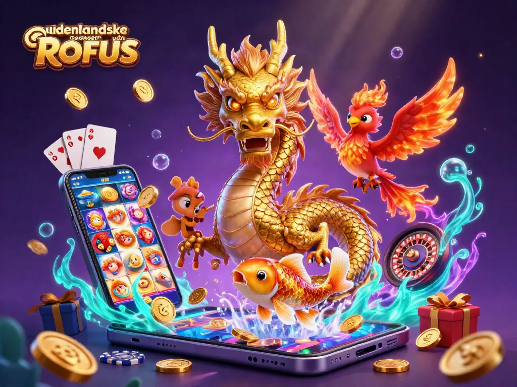 Engage with udenlandske casinoer uden ROFUS by exploring this vibrant 3D scene filled with winning elements.