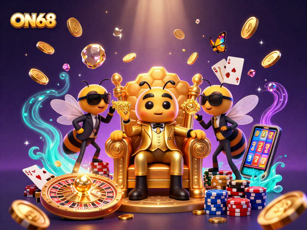Experience the thrill of gaming with ON68, featuring vibrant characters and immersive casino elements.