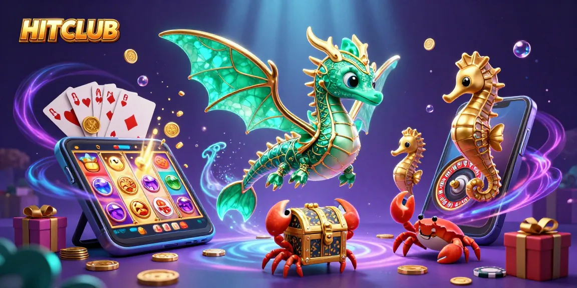Hitclub showcases vibrant underwater slots experience with the emerald sea dragon and dynamic gaming elements.