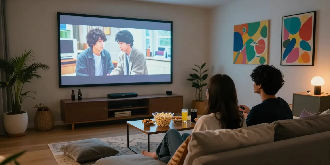 Bokep viral Indonesia scene with young couple enjoying popular JAV videos at home in a stylish setting.