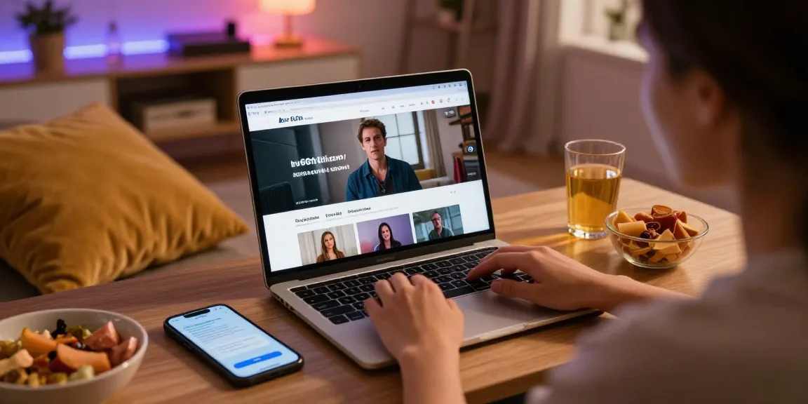 Explore the immersive experience of watching high-quality adult films on https://av66th.com/ at home, captured in a cozy setting.