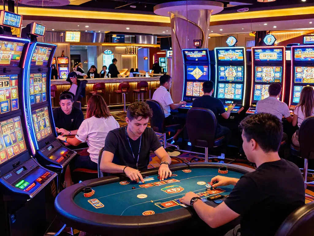 Engaged players at lively casinos that accept credit card, vibrant games, and exciting atmosphere.