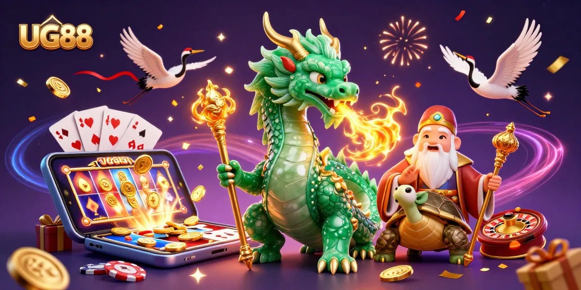 Experience exhilarating wins at UG88 with vibrant dragons, slot games, and festive elements.