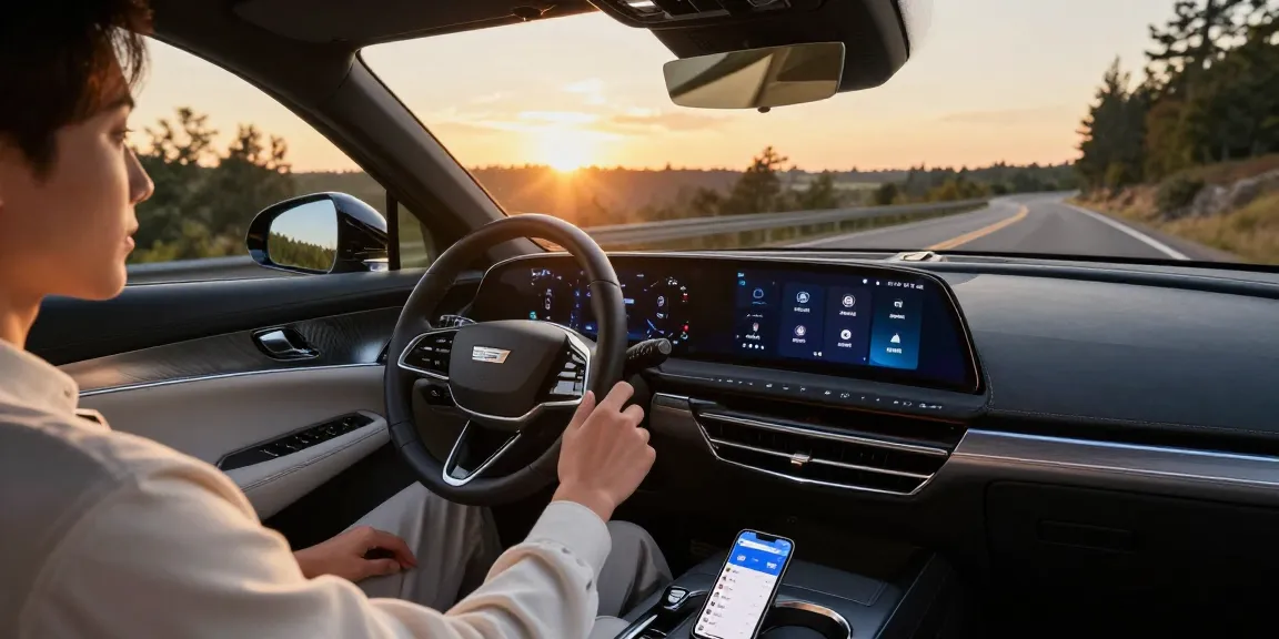 The Cadillac Lyriq showcases its driving modes and features, answering the question do the driving modes in cadillac lyriq offer different ranges or battery usages? in a scenic sunset setting.