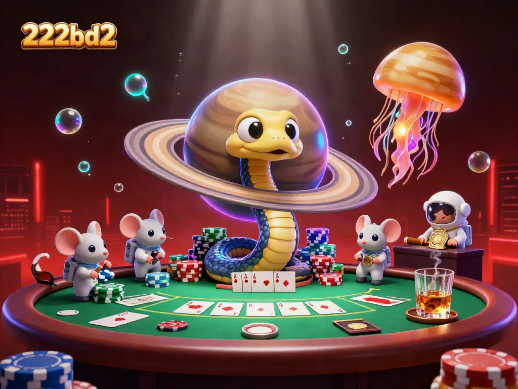 Bet on the 222bd2 roulette wheel with unique cosmic characters in a vibrant casino scene.