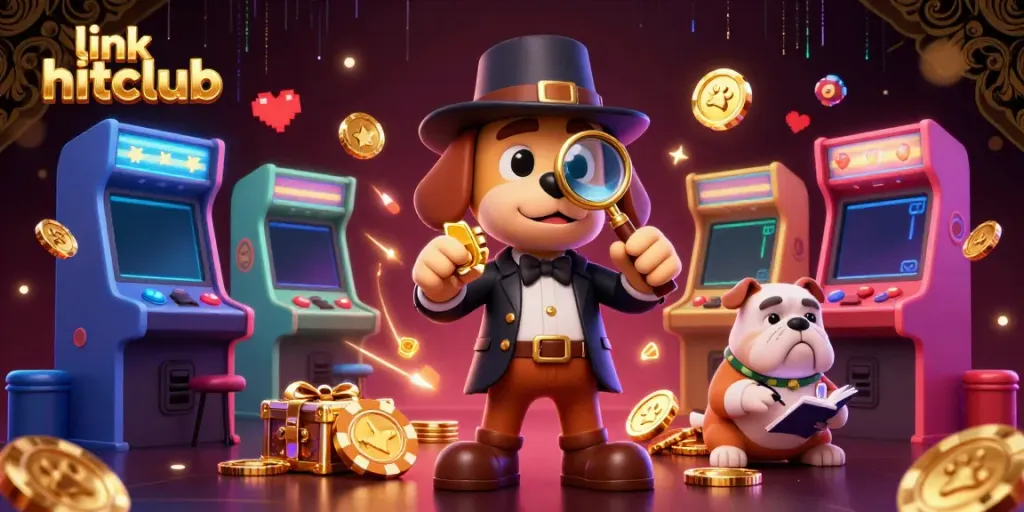 Spin and win with the link hitclub as a detective and companion uncover treasure clues in a vibrant casino.