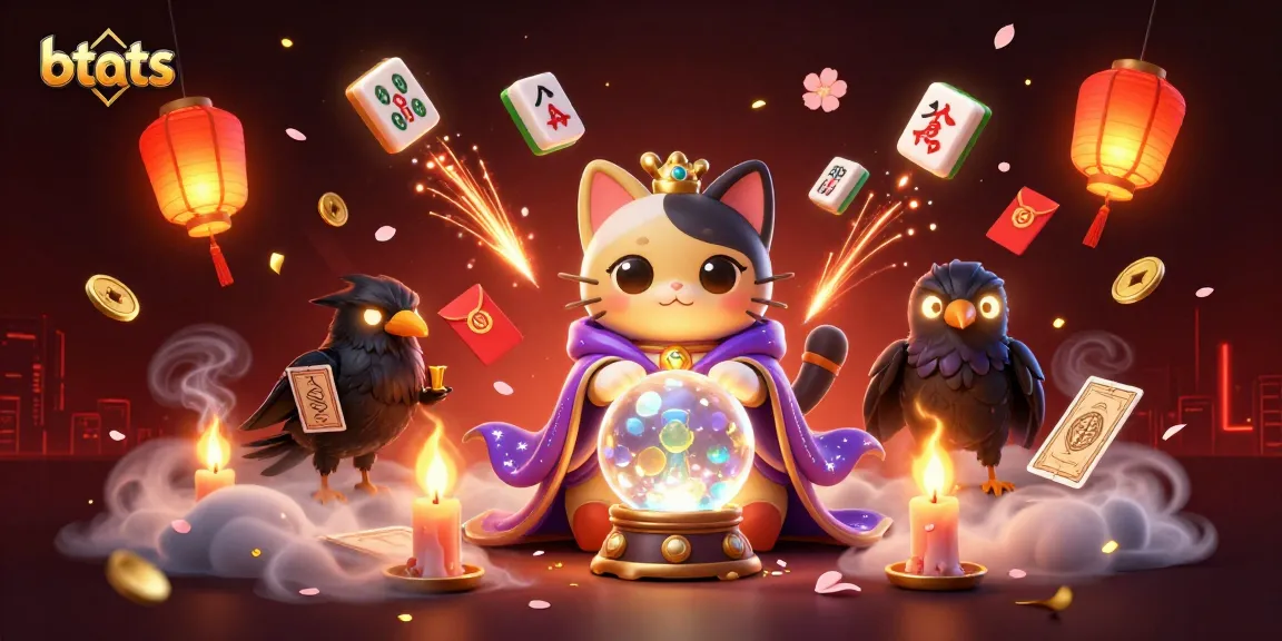 Engage in thrilling action at btats with a mystical cat and raven amidst rich casino elements.