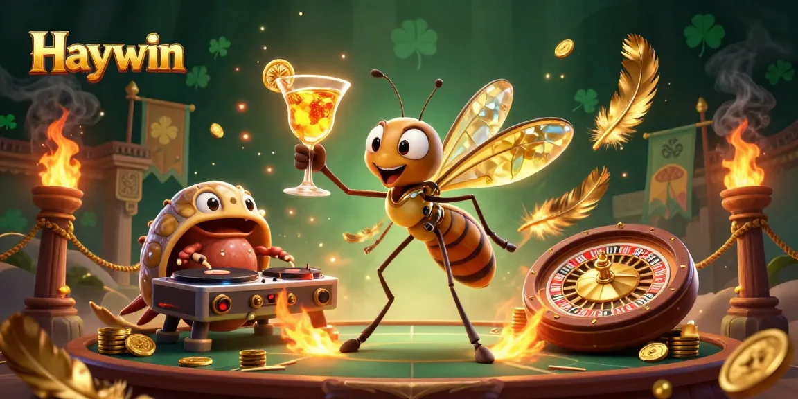 Engage with thrilling gaming action at Haywin, featuring dynamic casino elements and vibrant characters.
