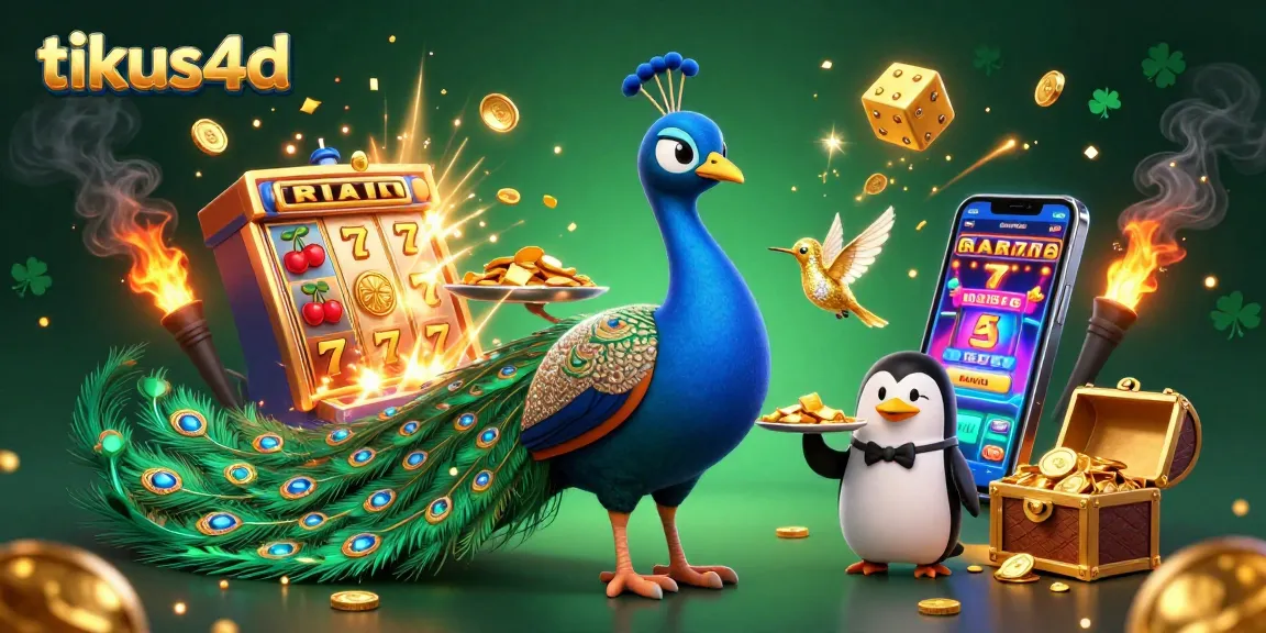 Engage with tikus4d as the 3D illustrated peacock showcases a vibrant casino scene.