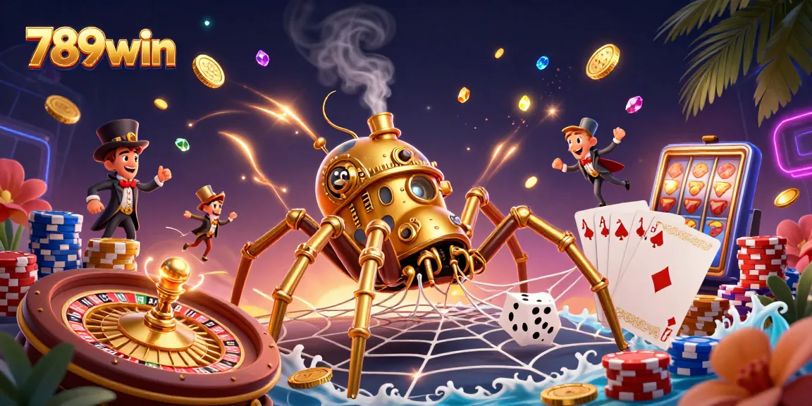 Experience exhilarating gaming action with 789win amidst a dynamic casino-themed illustration.