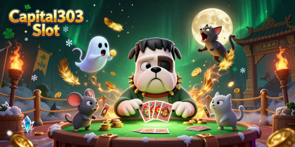Experience Capital303 Slot with a lively 3D scene featuring unique characters and casino elements.