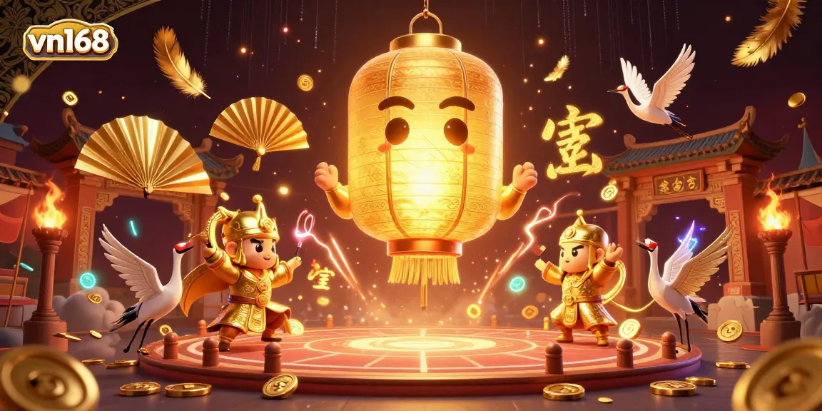 Engage with vn168 as the golden lantern spirit illuminates an exciting night market casino scene.