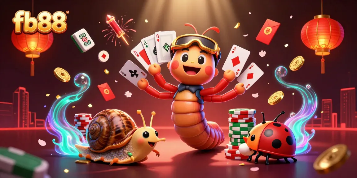 Experience the thrilling games at fb88 with a vibrant 3D casino illustration showcasing cartoon characters and dynamic elements.