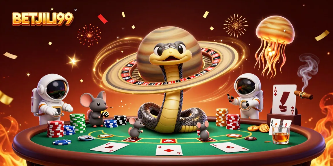 Experience thrilling bets with BETJILI99 in a vibrant casino scene featuring cosmic gameplay.