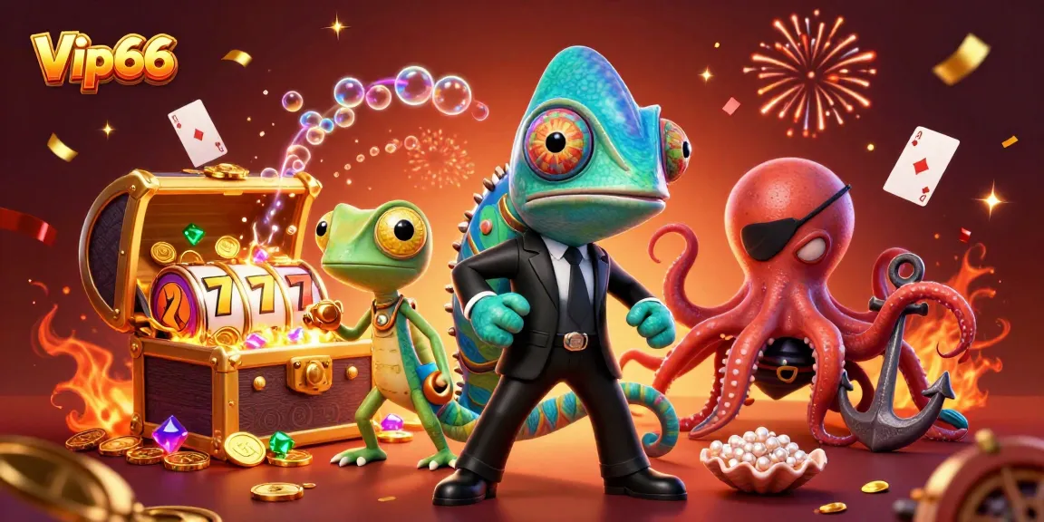 Experience vibrant gameplay with Vip66's thrilling slots and underwater adventure elements in this dynamic 3D scene.