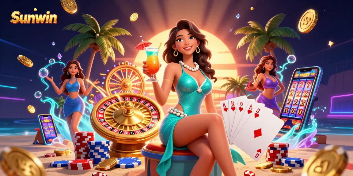 Experience thrilling gameplay at Sunwin's vibrant beachside casino with dynamic elements.