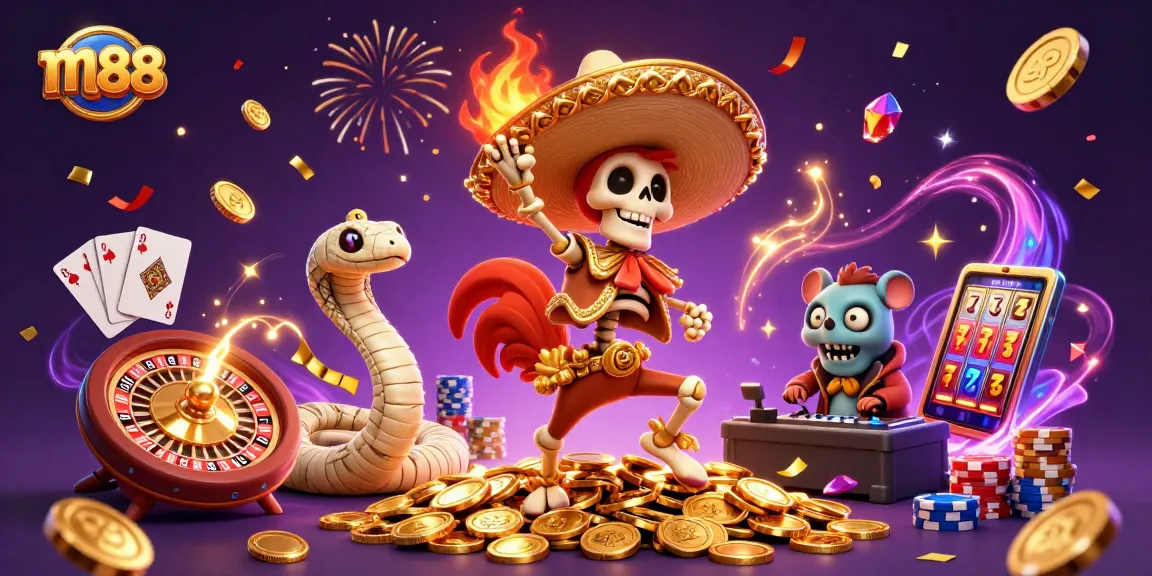 Experience thrilling m88 gaming with a vibrant dance of characters and sparkling casino elements.