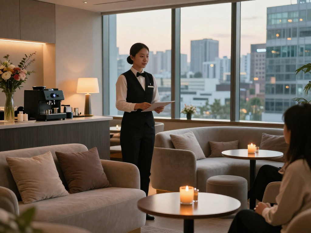 Welcoming Bundang 오피 lounge with relaxing ambiance and luxury amenities.