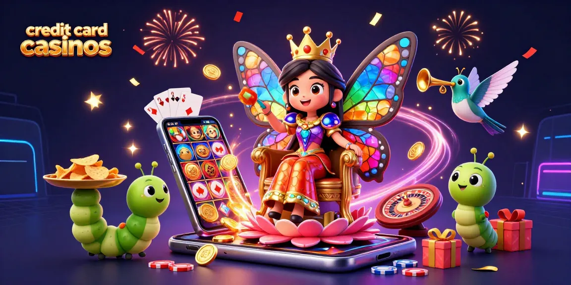 Experience exciting gameplay at credit card casinos with vibrant gaming elements and sparkling visuals.