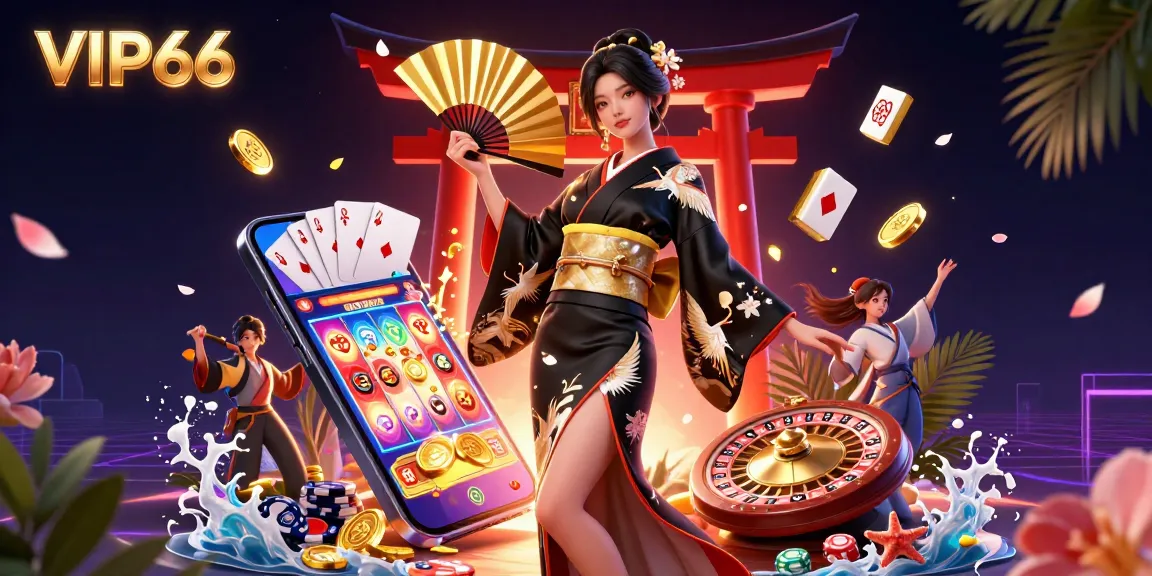 Experience VIP66's immersive digital casino environment through vibrant 3D illustration.