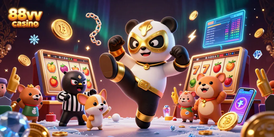 Experience thrilling gameplay at 88vv casino where a panda wrestler takes center stage amidst exciting slot elements.