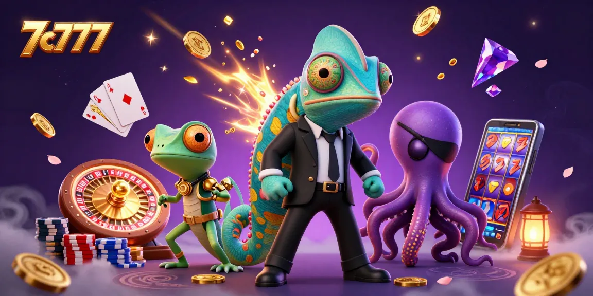 Experience thrilling gameplay with 7c777, featuring vibrant 3D cartoon characters and casino elements.