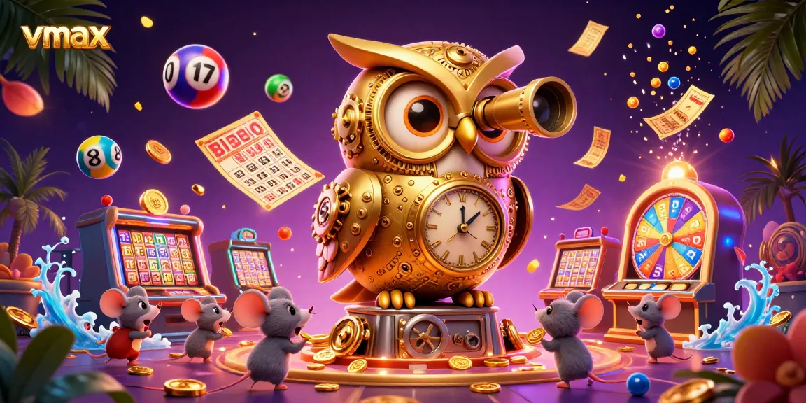 Engage with vmax in a vibrant casino scene with lively characters and thrilling game elements.