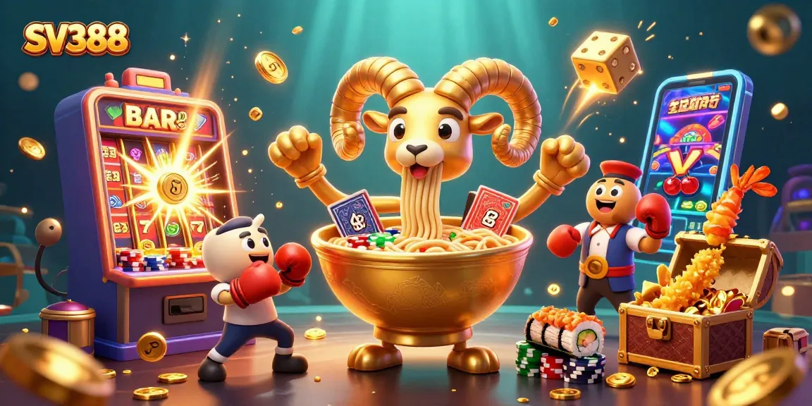 SV388 captivates with vibrant online gambling scene featuring animated characters and thrilling gaming elements.