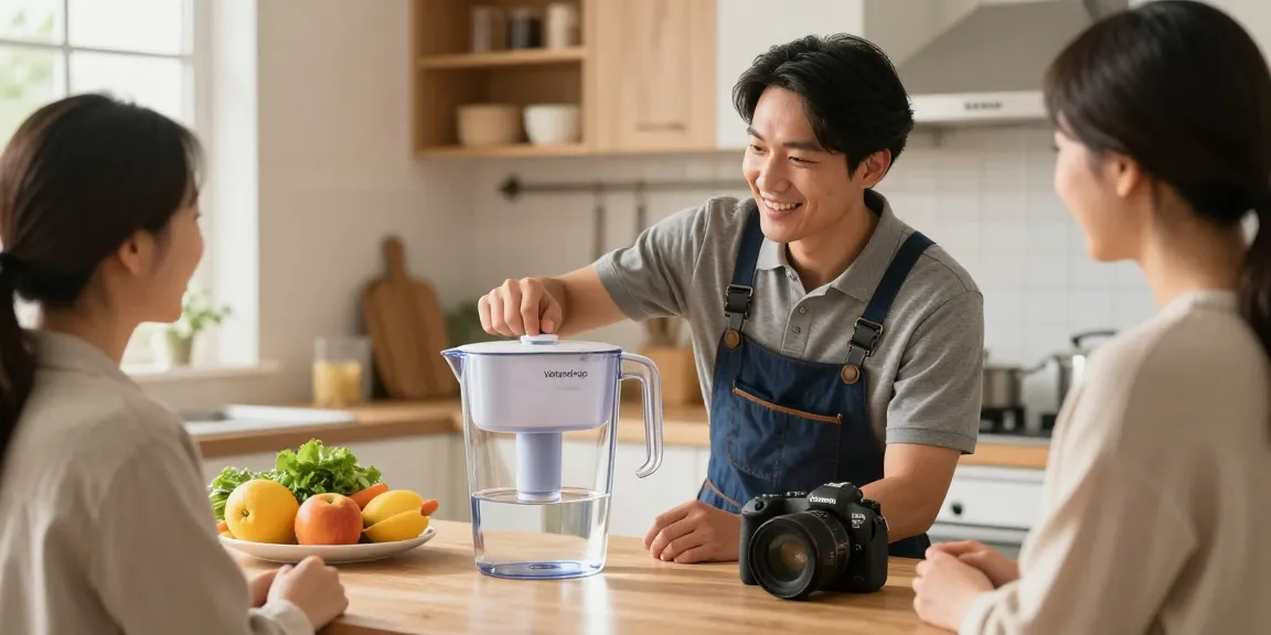 Trusted local technician showcasing Waterdrop ED01AW Electric Water Filter Pitcher for reliable health benefits.