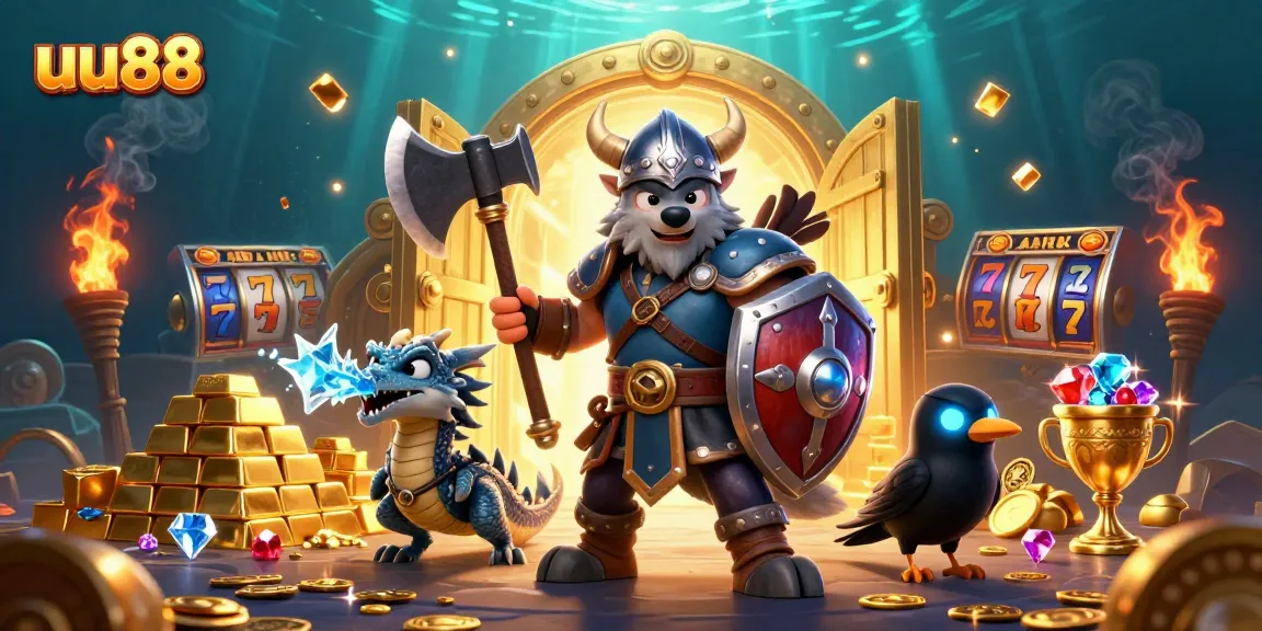 Experience thrilling online gaming with uu88's exciting 3D characters in a vibrant casino scene.