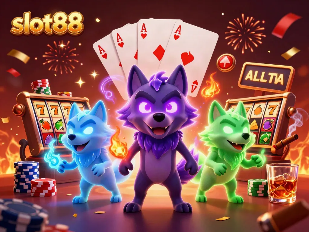 Menangkan jackpot slot88 dengan suasana kasino meriah bersama karakter serigala legendaris.