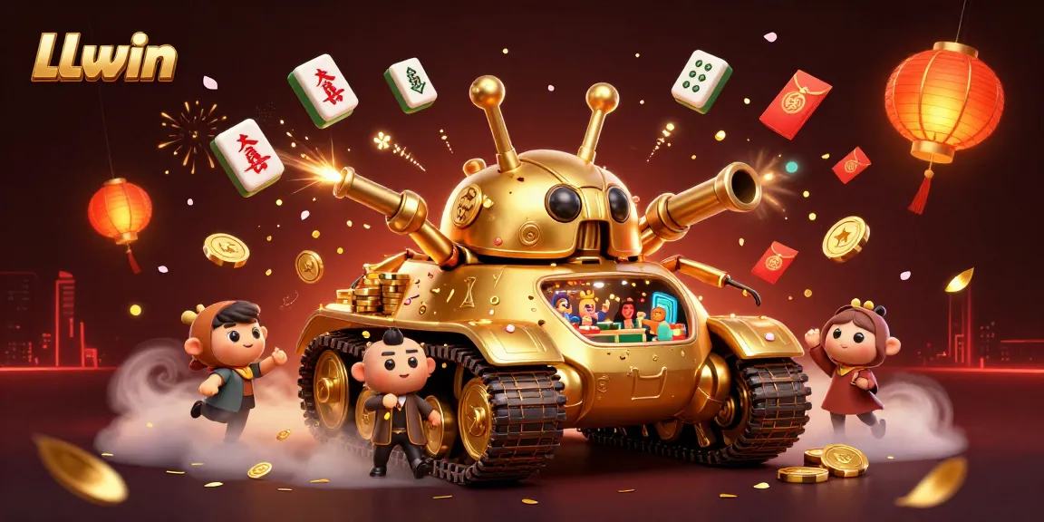 Experience the excitement of LLwin with a lively 3D casino atmosphere featuring golden elements and festive decor.